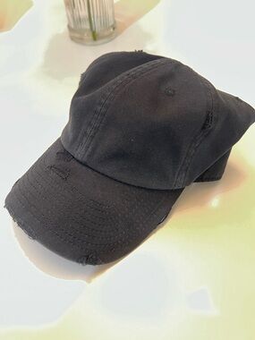 Black Distressed Hat